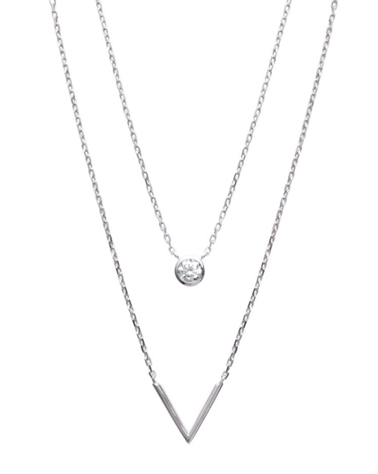 Collier double rangs en argent massif 925 rhodié d'exception pour femme chic
