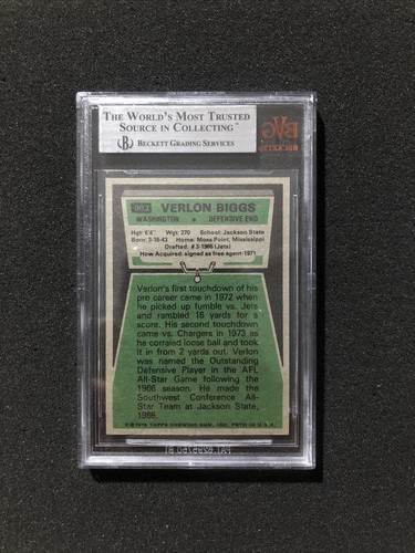 1975 Topps Football VERLON BIGGS #303 BVG/BGS GRADED 9 - MINT - Picture 4 of 4