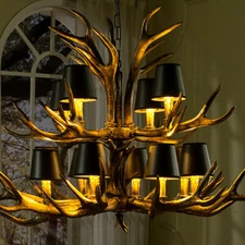 Modern Black Antler Chandelier Lights Dining Room Bar Cafe Vintage Hanging Lamp