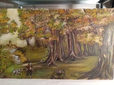 SCUOLA ITALIANA XX QUADRO DIPINTO OLIO 84X52 CM FIRMATO PALMA ANNI 50 VINTAGE