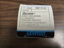 Leviton 5613-2I 15 Amp, 120/277 Volt, Decora Illuminated Rocker Switch - NOS