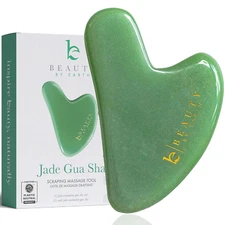 Jade Gua Sha - Smoothes Fine Lines & Wrinkles, Face Sculpting Tool for Face Mass