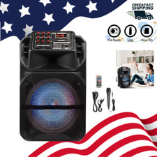 12" Trolley Bluetooth Speaker Portable Party Sound w/Subwoofer FM/AUX/Mic LED
