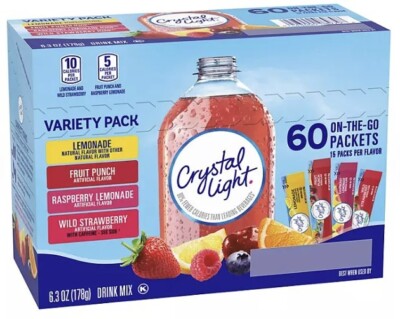 Crystal Light Lemonade Fruit Punch Powdered Drink Mix Variety Pack 60 ct