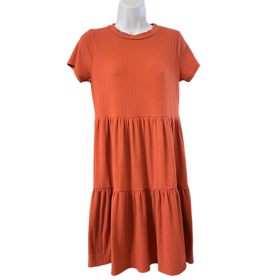 See You Monday Midi Dress Women's Size Large (L) Orange Tiered Casual | eBay