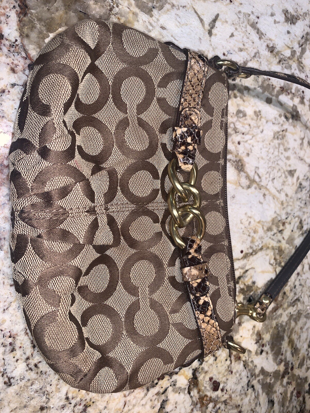 Coach Logo Python Chain Accent Wristlet Pouch Sig… - image 6