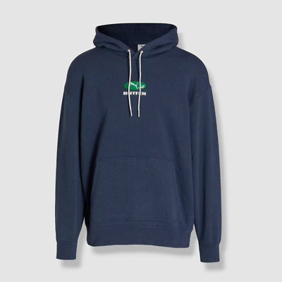 $100 Puma X Butter Goods Men's Blue Cotton Pullover Hoodie Sweater Size S