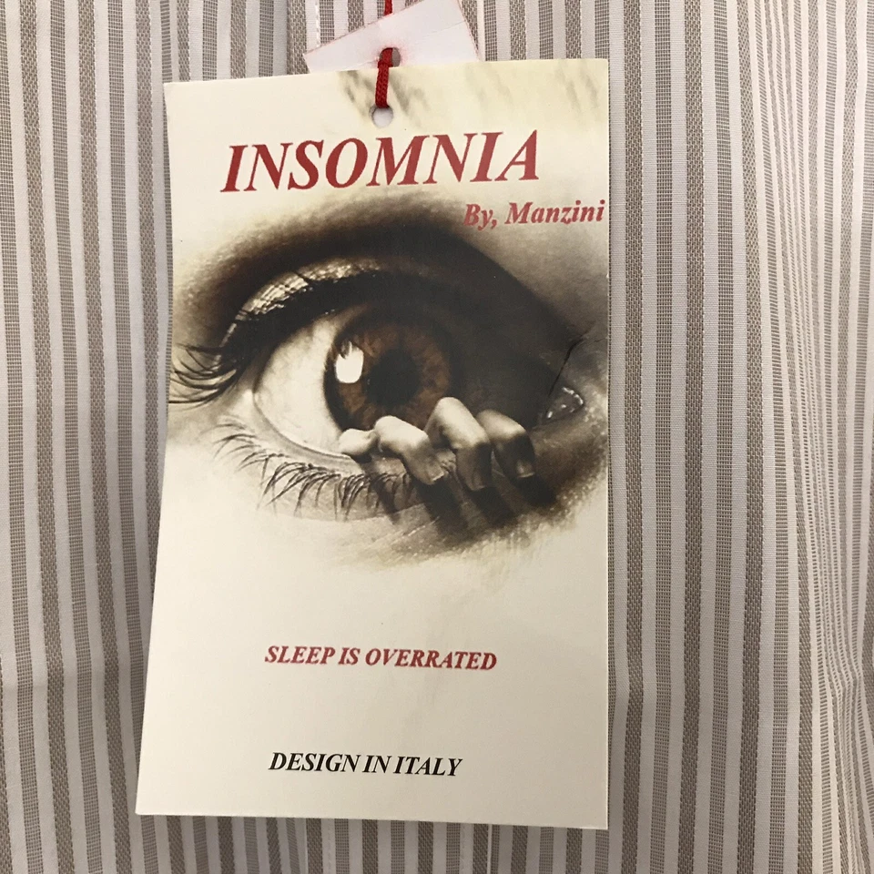 Camisa Manzini Insomnia Para Hombres L Beige Clásica a Rayas Cuello en Capas Botón Foto 3 de 4