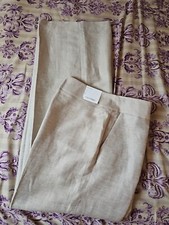Calvin Klein Women's Whitney Wide Leg Pants Linen Rayon Size 12 Send color