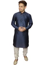 Men Ethnic Indian Blue Kurta Churidar 2Pc Suit Worldwide Postage 