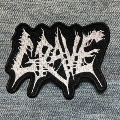 GRAVE white embroidered patch Entombed Dismember Unleashed Asphyx Sinister Lik