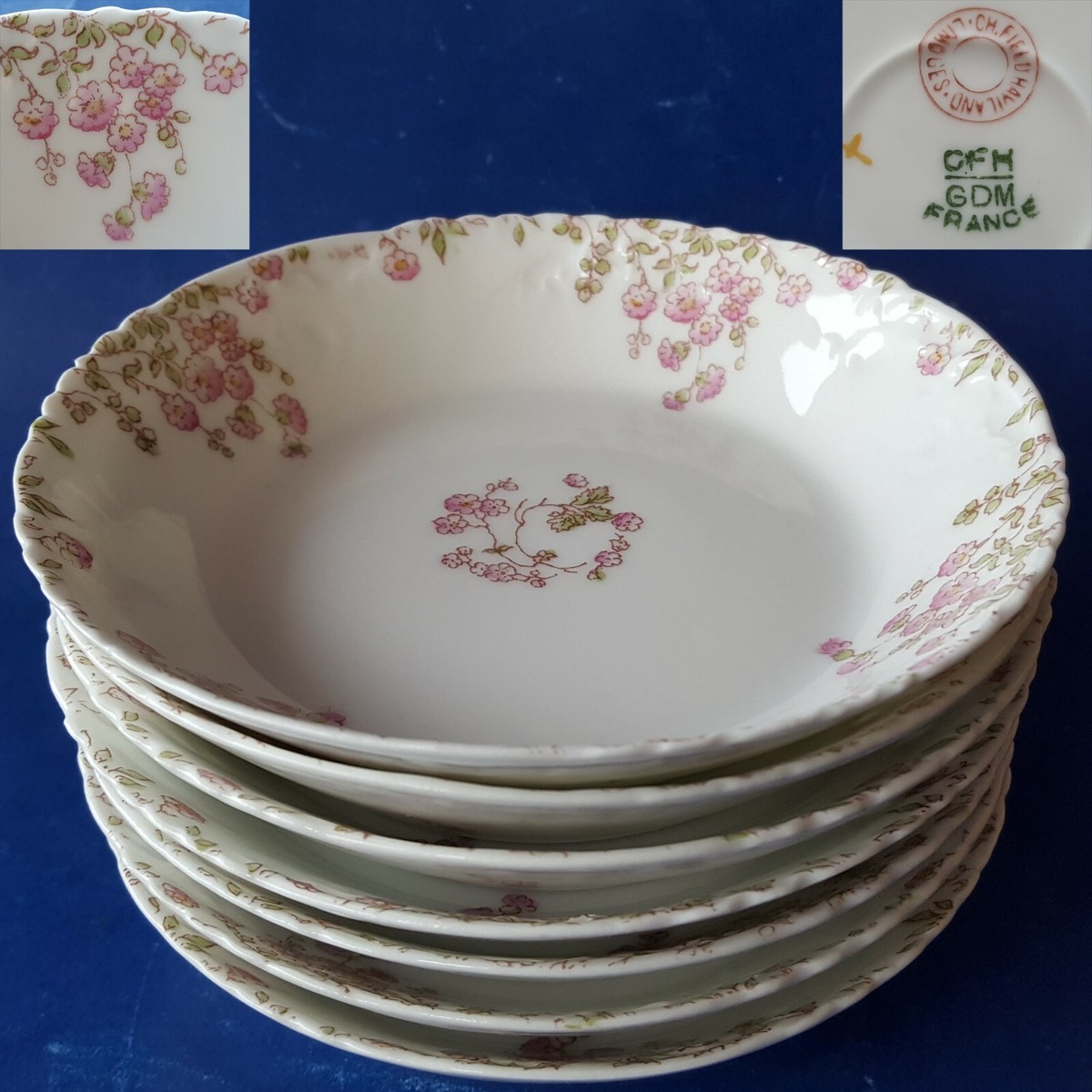 7 Antique Charles Field Haviland Limoges CFH/GDM France CHF902 5