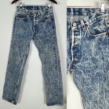 Vtg 80s Levi Jeans 501 Straight Leg Acid Wash Orange Tab Button Fly USA 30 x 34
