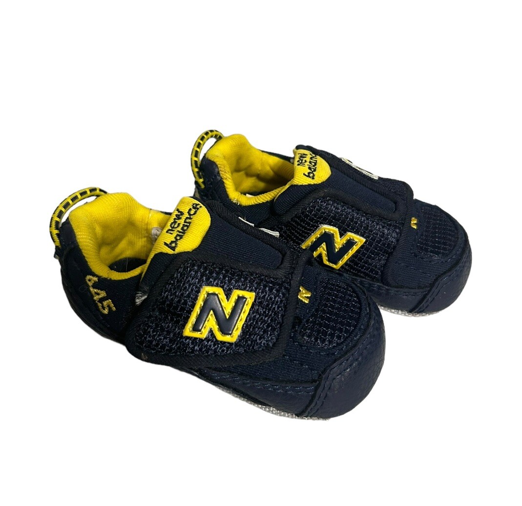 PONY New Balance 645 scarpe culla neonato blu navy giallo taglia 1 fondo morbido