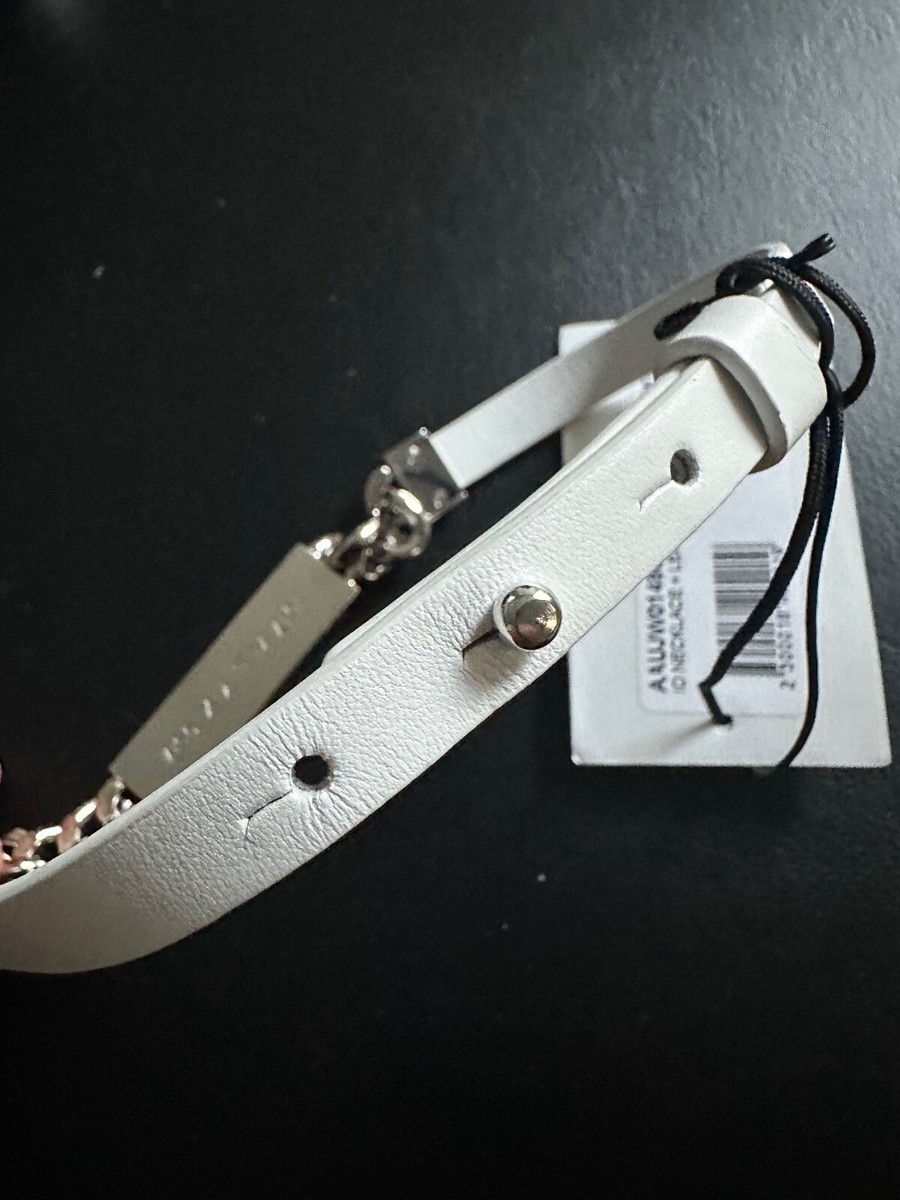 1017 ALYX 9SM ID Necklace Silver White Leather Adjustable