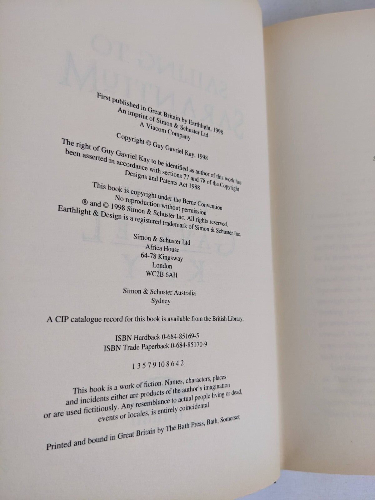 Sailing to Sarantium by Guy Gavriel Kay hardcover 1998 Sarantine Mosaic