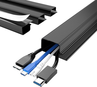 4 Pack Delamu Cable Management Under Desk- J Channel Raceway, Black 