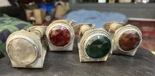 4 Vintage Indicator Jeweled Dash Light Red Green Orange White Panel  Rat Rod