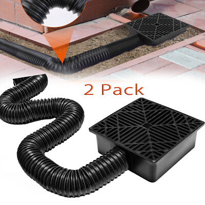 Gutter Part Catch 2x Catch Basin Gutter Drain Pipe Downspout Extension Kit No Deep Dig ...