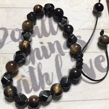 Hematite Tiger's Eye Beads Healing Triple Protection Strength Women Men Bracelet