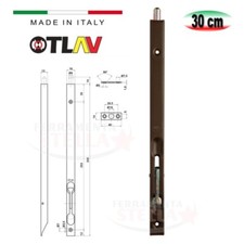 CATENACCIO A LEVA 30 cm PALETTO BRONZATO A INCASSO X PORTA PORTONE LEGNO ART.260