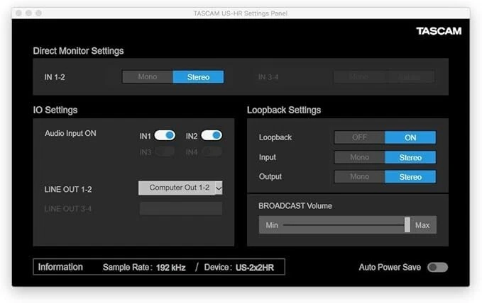 TASCAM US-2X2HR 2Mic, 2IN/2OUT 24bit/192kHz High Resolution USB Audio/MIDI - Image 4 of 4