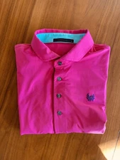 Greyson Golf Polo Shirt Men’s Large Coral Pink Short Sleeve Casual Stretch Wolf