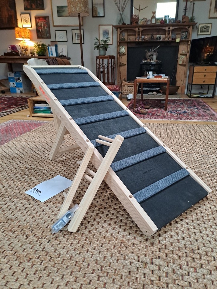 Dog Stairs Foldable NonSlip Pet Ramp Adjustable Heights Ladder for Car