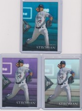 2014-3-Bowman Platinum Marcus Stroman SAPPHIRE- R/C # /199 + Purple + Base