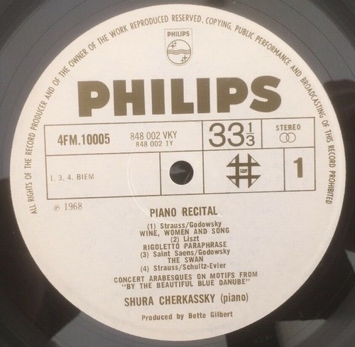 Shura Cherkassky "Piano Recital" 1968 Philips Stereo Vinyl LP 4FM10005 EX/EX - Picture 6 of 8