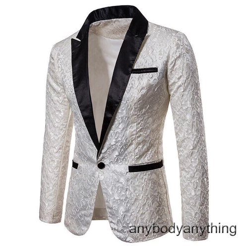 Herren Jacquard Smoking Anzug Sakko Abendessen Party Abschlussball Hochzeit Blazer Jacken Mantel - Bild 8 von 28