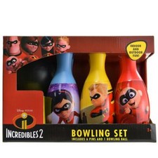 Bowling Set 6 Pins 1 Ball Disney The Incredibles 2 Age 3 NEW