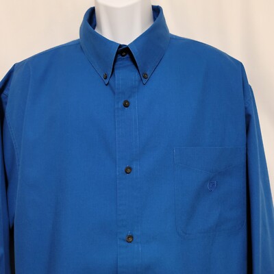 Chaps Shirt Men's Blue Size XXL Long Sleeved Button Down Front Pocket Easy Care