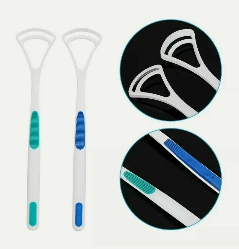 2 x Tongue Cleaner Plastic Tongue Scraper Oral Dental Care Hygiene RANDOM COLOUR