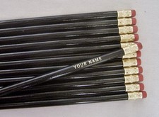 12 Round "Black" Personalized Pencils