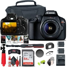 Canon EOS Rebel T100 / 4000D DSLR Camera with 18-55mm Lens + 64GB Memory Card +