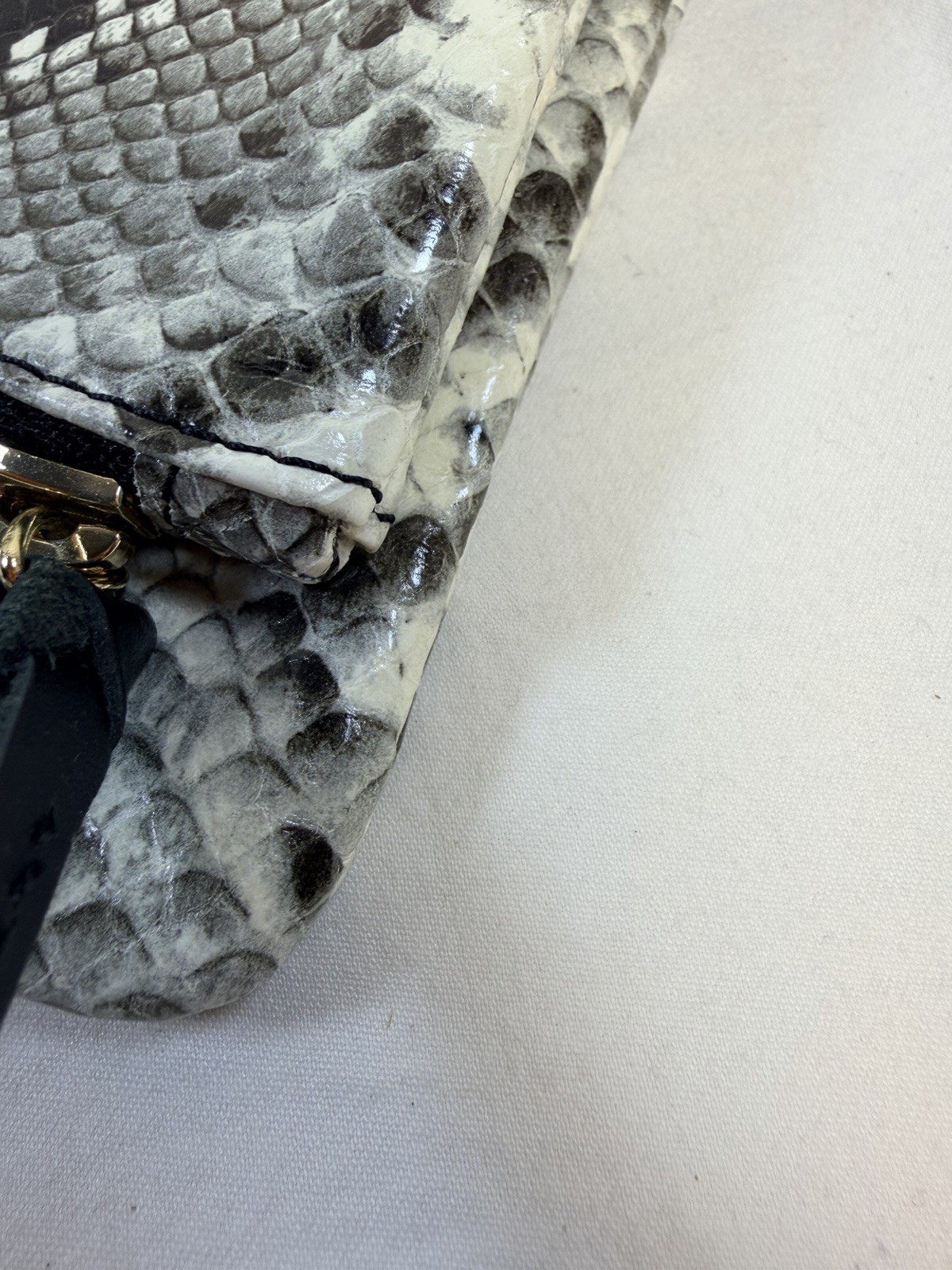 Claire V Python Print Foldover Leather Clutch Red… - image 5