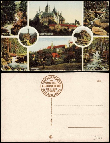 Ansichtskarte Wernigerode MB: Steinerne Renne Schloß Ilsefälle 1914