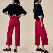 NWT Anthropologie MAEVE The Colette Cropped Wide-leg Corduroy Pants Raspberry 23