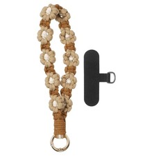 Boho Macrame Keychain Boho Wrist Keychain with T-shaped Pad, Coffee Brown