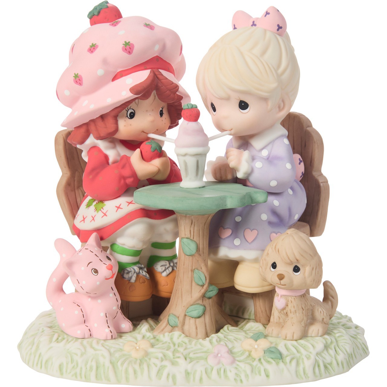 ✤ New PRECIOUS MOMENTS Figurine STRAWBERRY SHORTCAKE Cat Dog Berry Best Friends