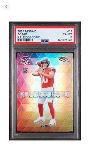 2024 Panini Mosaic Silver Prizm Kaleidoscopic #19 Bo Nix Broncos RC Rookie PSA 6