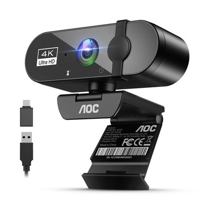 AOC Webcam für PC mit Mikrofon, 4k Computerkamera Rauschen schwarz 