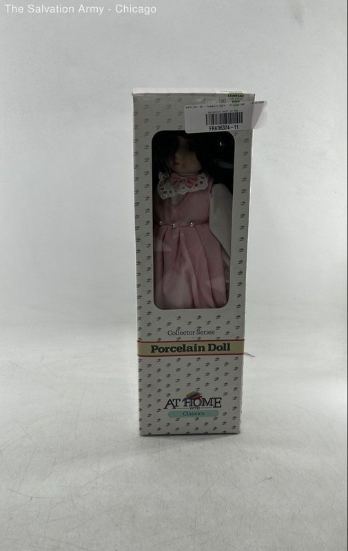 At Home With Classics Pink White Dress Collector Series Porcelain Doll In Box