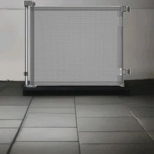 Retractable Baby Gate, Mesh Baby and Pet Dog Gate 33” Tall, Up To 55” Wide Gray
