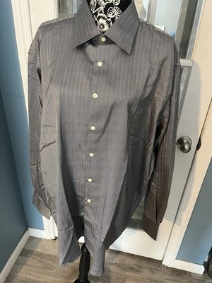 PLAYERS PRIVATE COLLECTION Silver Herringbone Bengal Stripe Dress Shirt- XXL