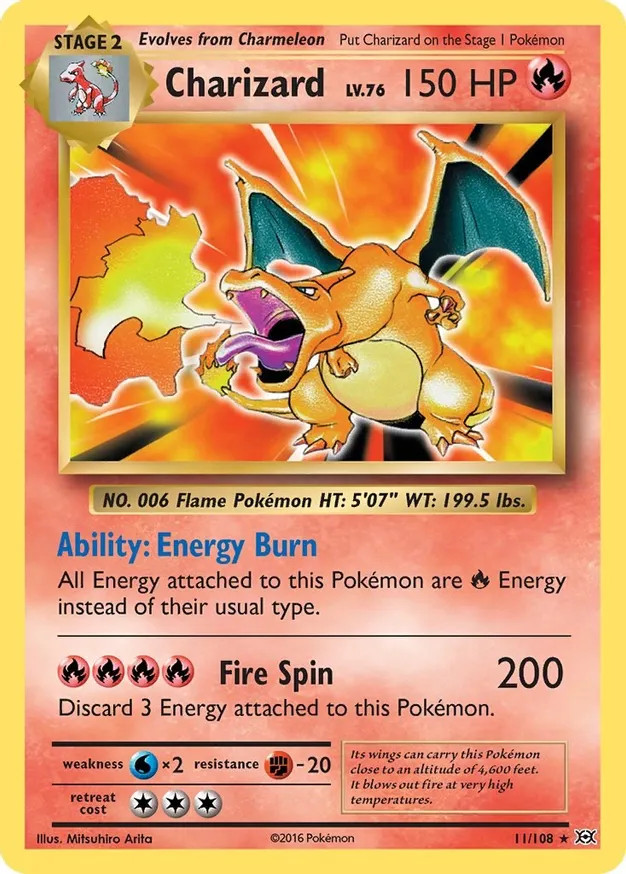 Charizard - 11/108 - Pokemon Evolutions XY Holo Rare Card LP