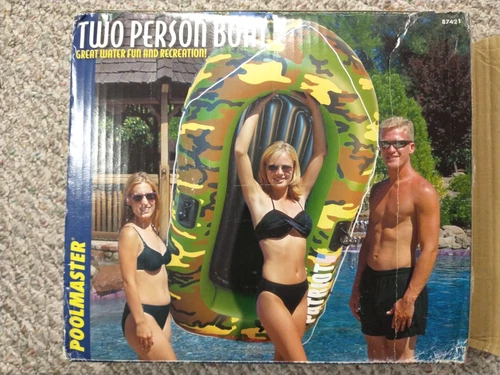 Poolmaster Patriot 2 Person Inflatable Woodland Camo Boat Raft Pool Float Tested