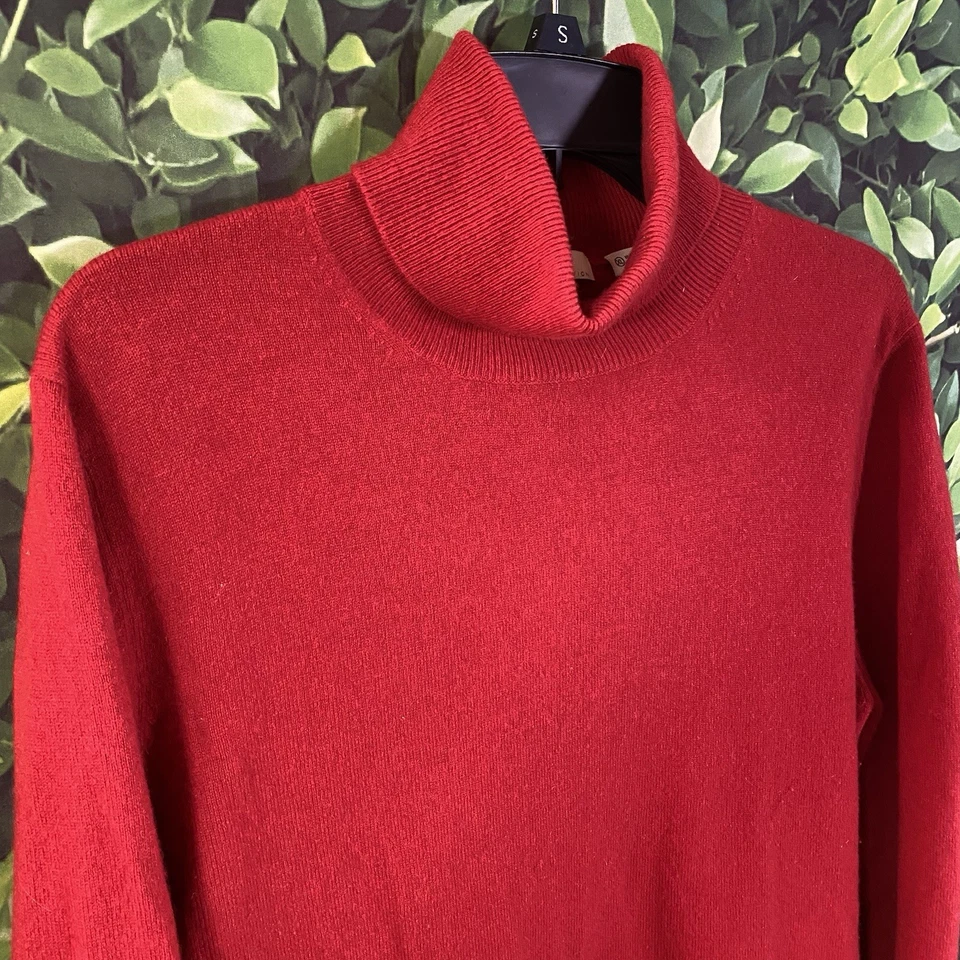 Suéter Neiman Marcus Mujer Rojo 100% Cachemira Cuello Alto Manga Larga Talla XL Foto 3 de 4