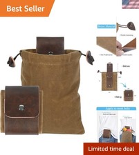 Multipurpose Brown Leather Foraging Bag - Collapsible  Portable for Hiking